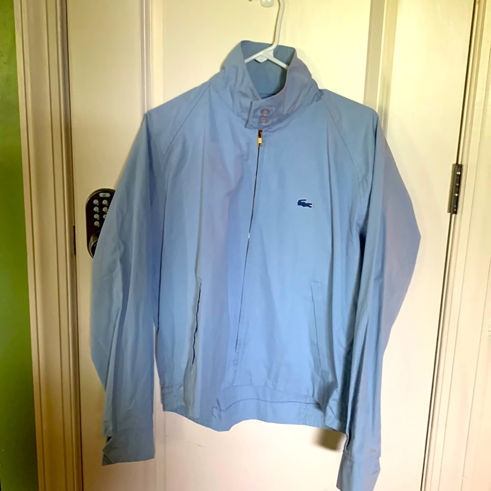 Vintage Izod Lacoste Full Zip Harrington Jacket Windbreaker Cotton Sz M Blue